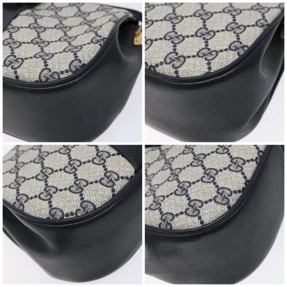 GUCCI GG Supreme Sherry Line Shoulder Bag PVC Navy Gold 72 02 024 Auth BA5227 - Picture 14 of 16